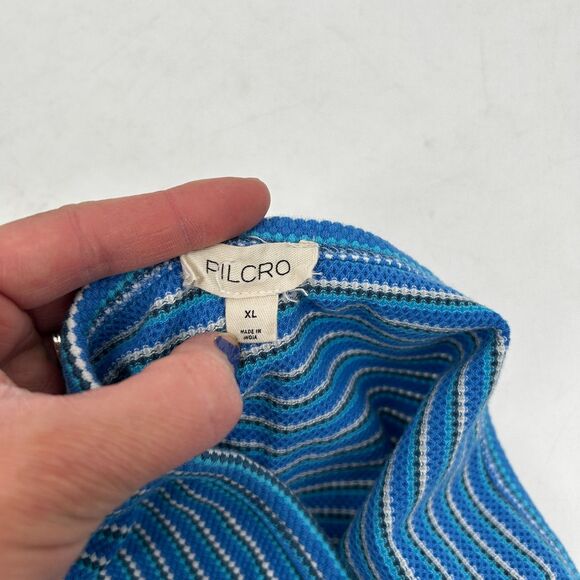 ANTHROPOLOGIE Pilcro Blue White Striped Textured Scoop Neck Halter Top Size XL - Picture 7 of 8